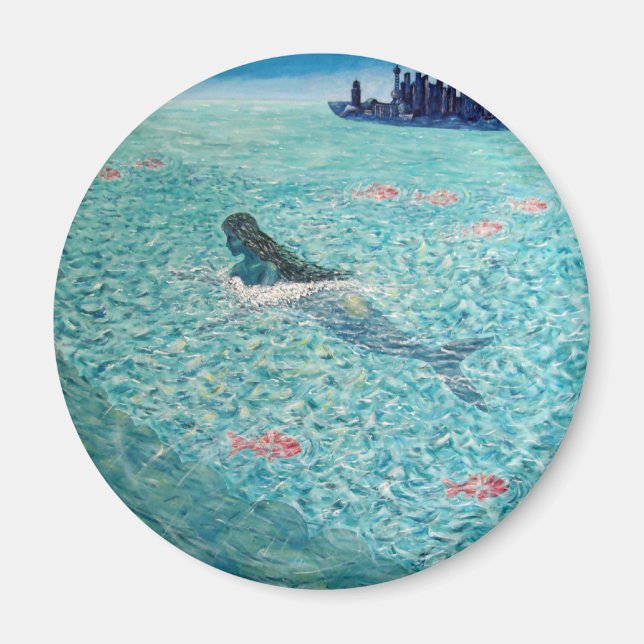 Sjöjungfru mot tidvattnet magnet (Framsidan)