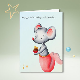 Sjöjungfru Mouse med Cheese Cupkaka Birthday Kort