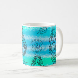 Sjöjungfru Mugg, Ocean-Thees Coffee Kopp, Magic Kaffemugg