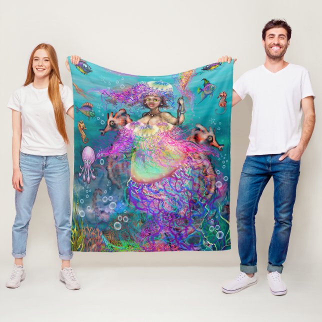 Sjöjungfru n Jellyfish Fleece Blanket (På plats)