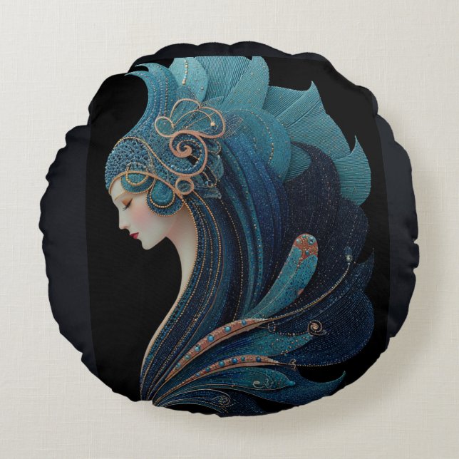 SJÖJUNGFRU NOIR #2 RUND KUDDE (Framsidan)