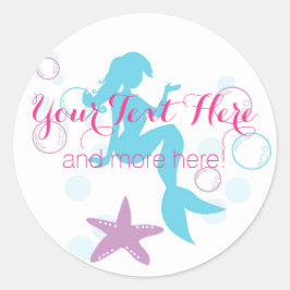 Sjöjungfru Ocean Nautical Party Tack Stickers Runt Klistermärke