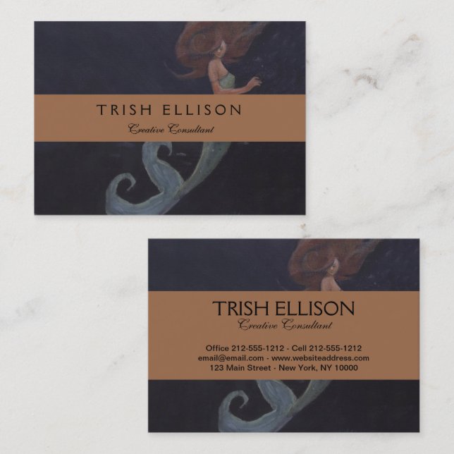 Sjöjungfru och Affärskortet blåfisk Visitkort (Fram/baksida)