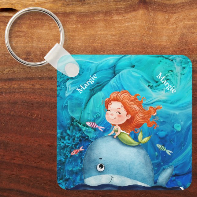 Sjöjungfru och Anpassningsbar av val av ätbara hav Nyckelring (Framsida)