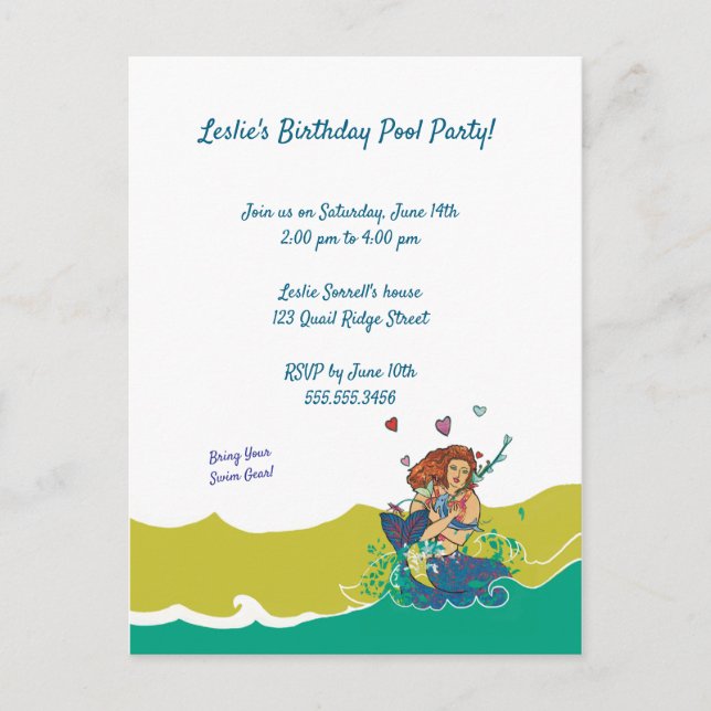 Sjöjungfru och Baby-delfiner Vykort (Framsida)