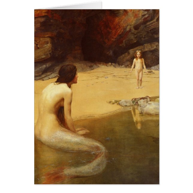 Sjöjungfru och barn hälsningskort (Framsidan)