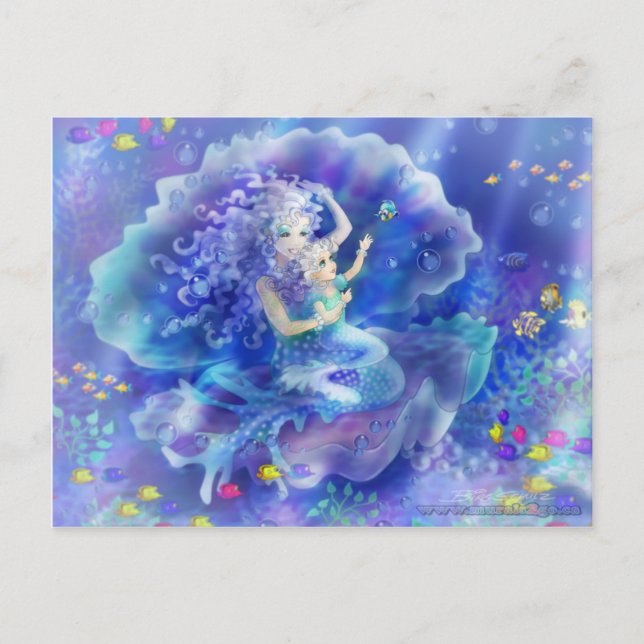 Sjöjungfru och barn vykort (Framsida)