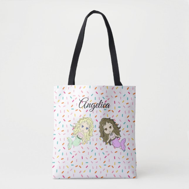 Sjöjungfru och Candy Sprinkles Personlig Tote Bag Tygkasse (Framsida)