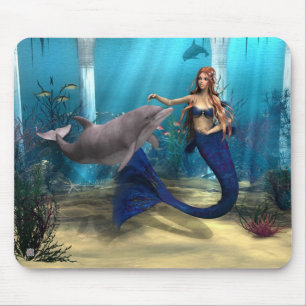 Sjöjungfru och delfin musmatta