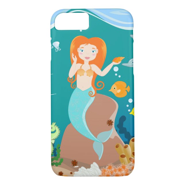 Sjöjungfru och delfiner under födelsedagsfesten av Case-Mate iPhone skal (Baksida)