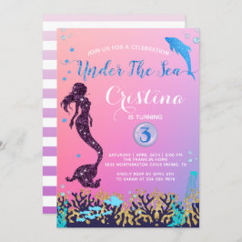 Sjöjungfru och delfiner under Födelsedagsfesten Se Inbjudningar