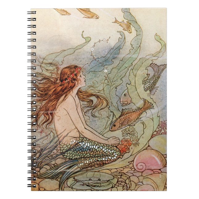 Sjöjungfru och Fantasy - bärbar dator Anteckningsbok Med Spiral (Framsidan)
