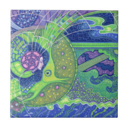 Sjöjungfru och fisk, undervattensfantasi, nautisk  kakelplatta