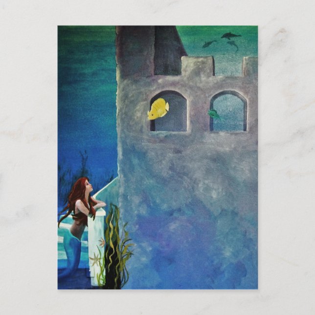 Sjöjungfru och fisk vid undervattensCastle Vykort (Framsida)