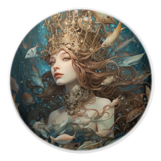 Sjöjungfru och fiske under havet knopp (Framsidan)