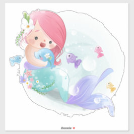 Sjöjungfru och fiskfäste klistermärken