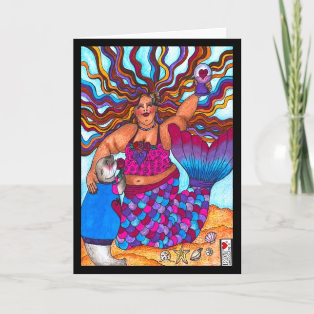 Sjöjungfru och försegling på visitkortet kort (Framsida)