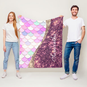 Sjöjungfru och Glitter Fleecefilt