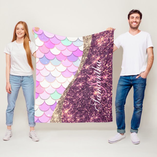 Sjöjungfru och Glitter Fleecefilt (På plats)