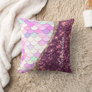 Sjöjungfru och Glitter Kudde