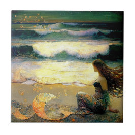 Sjöjungfru och Golden Sea Sprites Kakelplatta