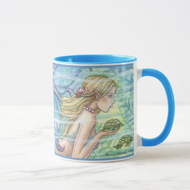 Sjöjungfru och havssköldpadda-mugg av Molly Harris Mugg (Höger)