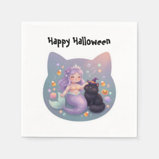 Sjöjungfru och katt Halloween-charm Pappersservett