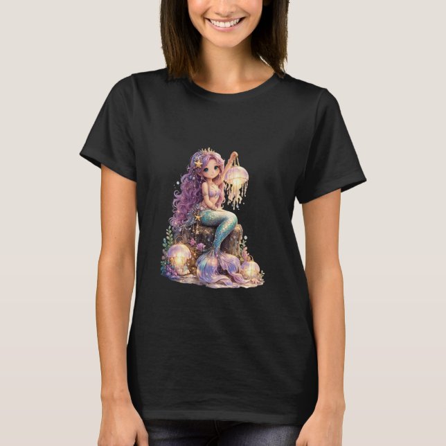 Sjöjungfru- och maneterlykta  t shirt (Framsida)