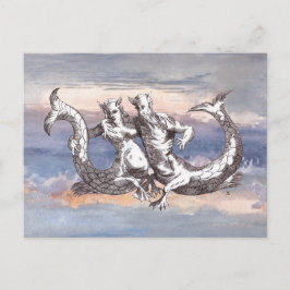 SJÖJUNGFRU OCH MERMAN I OCEAN HIMLAR VYKORT