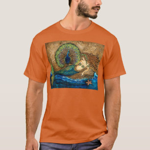 Sjöjungfru och peacock Fantasy T Shirt