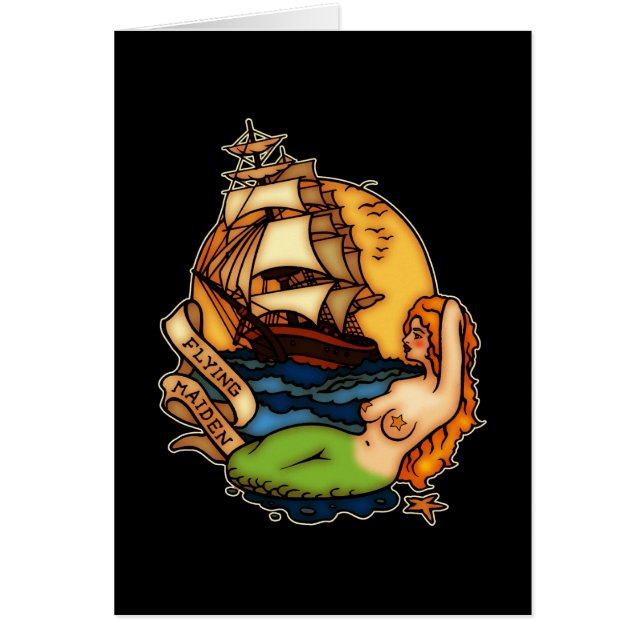 Sjöjungfru- och piratfrakt hälsningskort (Framsidan)