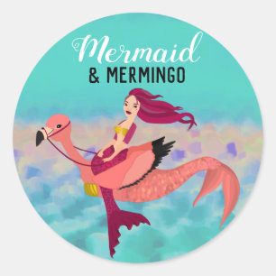 Sjöjungfru och Rosa av kemisk Lila av Mermingo Runt Klistermärke