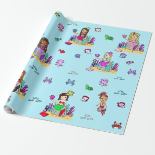 Sjöjungfru och Sea Creatures Girl's Gift Wrap Presentpapper