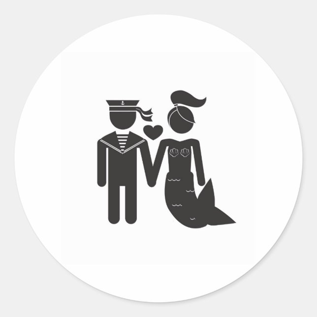 Sjöjungfru och segelmärke runt klistermärke (Framsida)