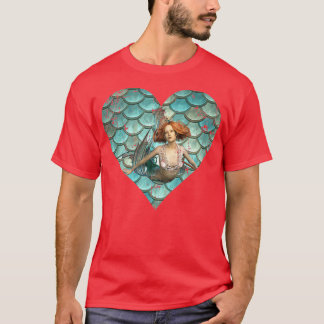 Sjöjungfru och Sjöjungfru  hjärtblåsa och turkos T Shirt