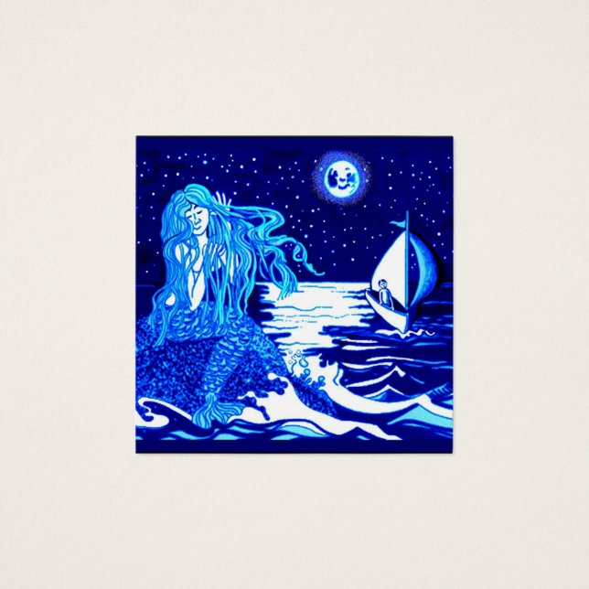 Sjöjungfru och sjöman fyrkantigt visitkort (Framsida)