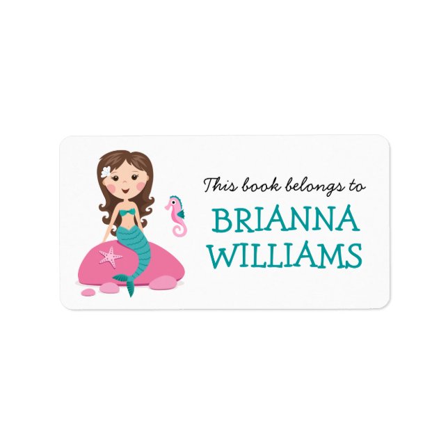 Sjöjungfru och sjömansbokskylt bok adressetikett (Framsidan)