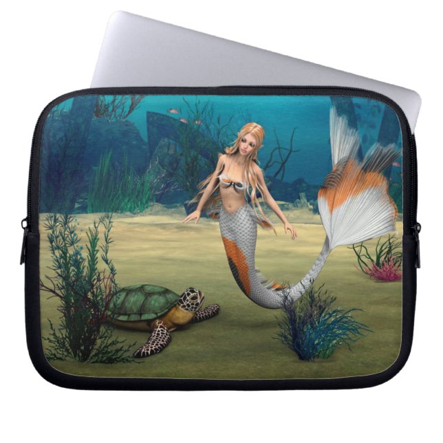 Sjöjungfru och sköldpadda laptop sleeve (Framsidan)
