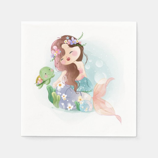 Sjöjungfru och sköldpadda pappersservett (Framsidan)