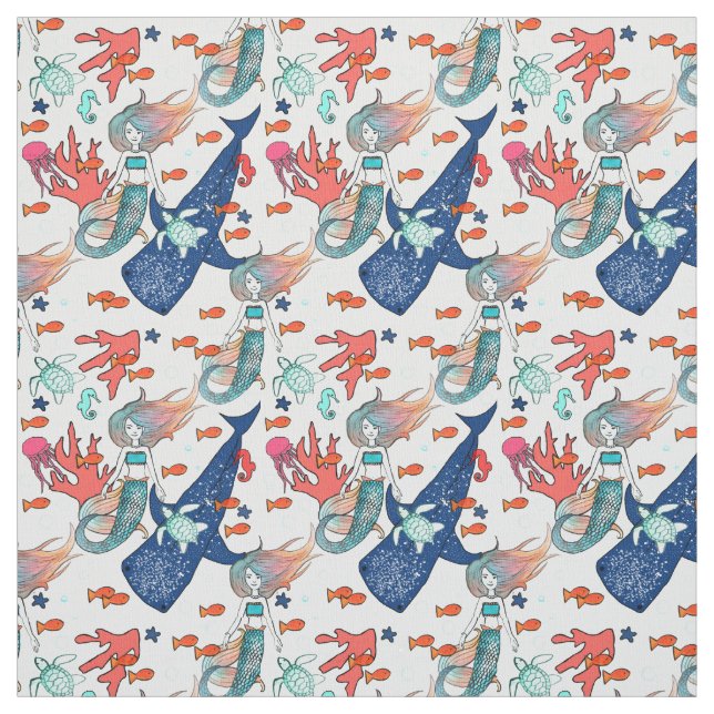 Sjöjungfru och Val-haj Tyg (Provkarta)