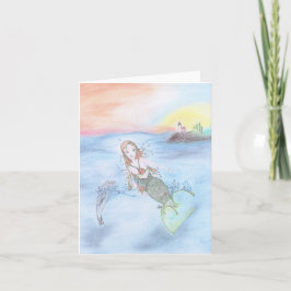 Sjöjungfru och vän anteckningskort
