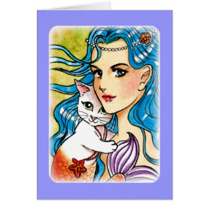 Sjöjungfru- och vitmercat hälsningskort