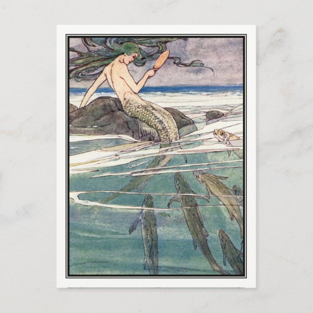 Sjöjungfru om Maroners Sten av Alice B. Woodward Vykort (Framsida)