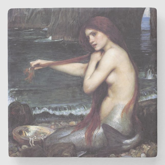 Sjöjungfru om stranden stenunderlägg (Framsidan)