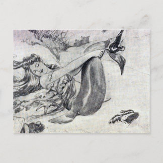 Sjöjungfru om stranden vykort