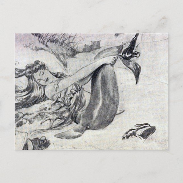 Sjöjungfru om stranden vykort (Framsida)