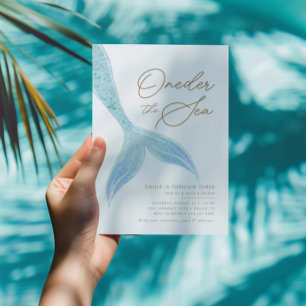 Sjöjungfru Oneder Sea Girls Blue Birthday Inbjudningar