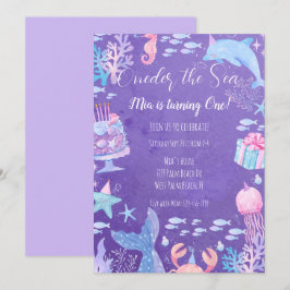 Sjöjungfru Oneder the Sea 1st Birthday Investigati Inbjudningar