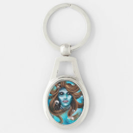 Sjöjungfru Ovalt Silverfärgad Nyckelring