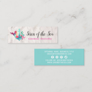 Sjöjungfru på anchor Nautical Watercolor Social Me Mini Visitkort